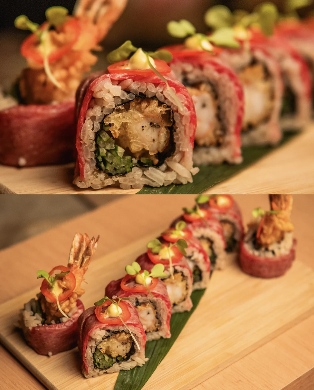 Sushi preparado para una cena omakase privada